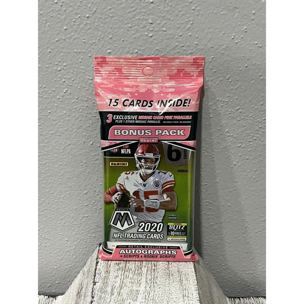 2020 Panini Mosaic Football Cello Pack 15 Cards 3 Exclusive Camo Pink AUTO NEW